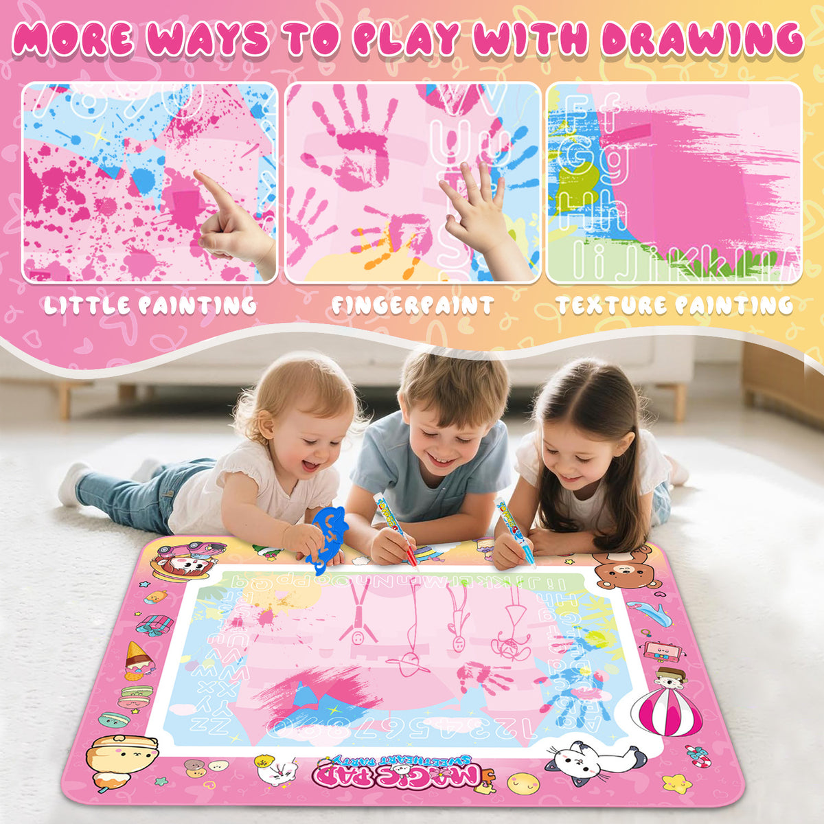 Doodle Drawing Mat for Kids, Magic Writing Mat Toddler Toys Ages 3 4 5, Birthday Gifts Toys for 2 3 4 5 6 Years Old Girls, Learning Toys for Girls Toddlers Ages 4-6