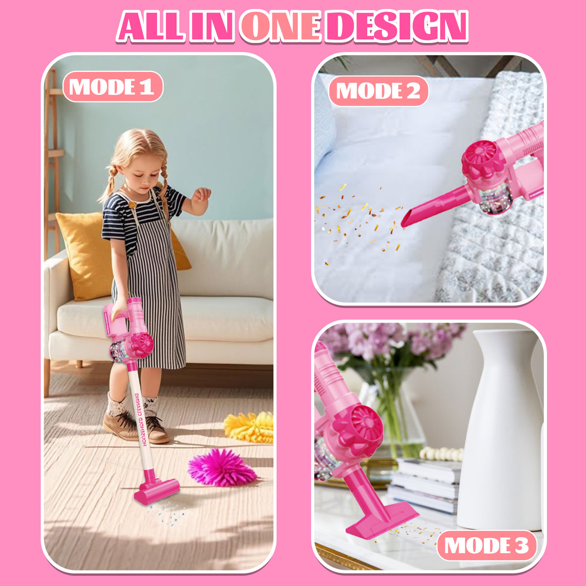 Kids Cleaning Toy Set, Toddler Vacuum Toys, Housekeeping Keeping Toys for Girls 2 3 4 5 Year Old