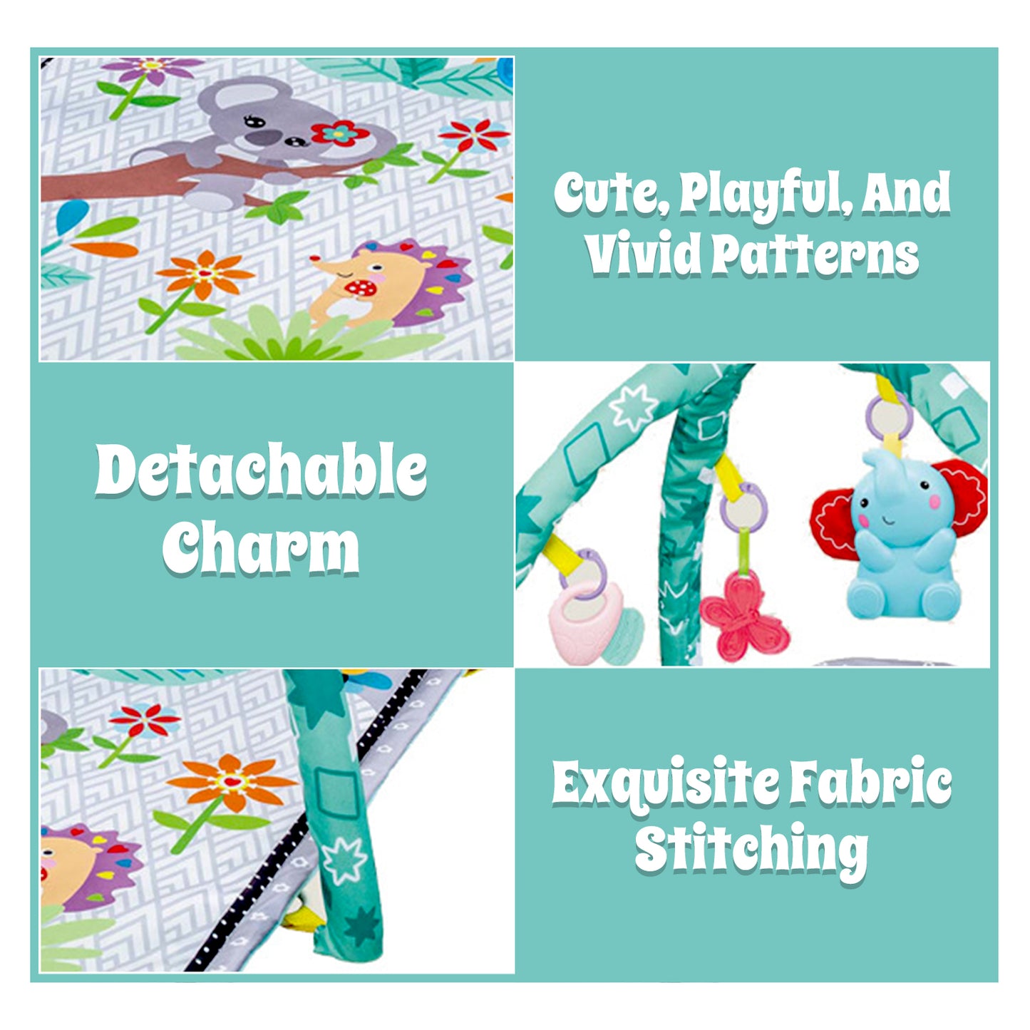 Baby Activity Gym & Tummy Time Mat with Crinkle and Rattles for Newborn Infants Toys 3-6-12 Month, Early Development Baby Toys 0-3-6-9-12 Months, Baby Boys Girls Gifts for 0+ Months