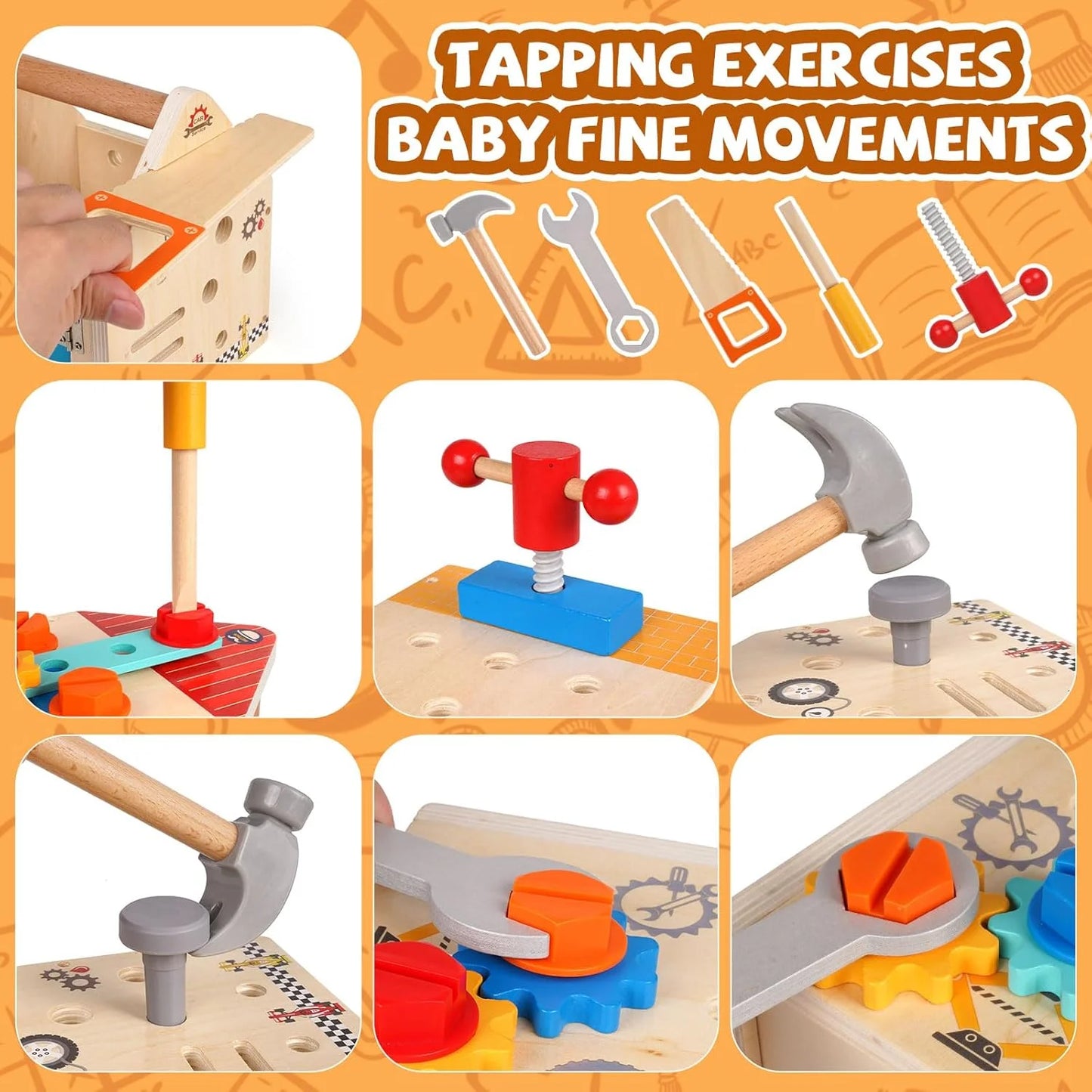 Tool Set Toys for Kids 3-6 Year Old, 33Pcs Montessori Toys for 3 Year Old, STEM Tool with Box / House, Wooden Learning Toys for 3 4 5 6 Year Old Boys Girls