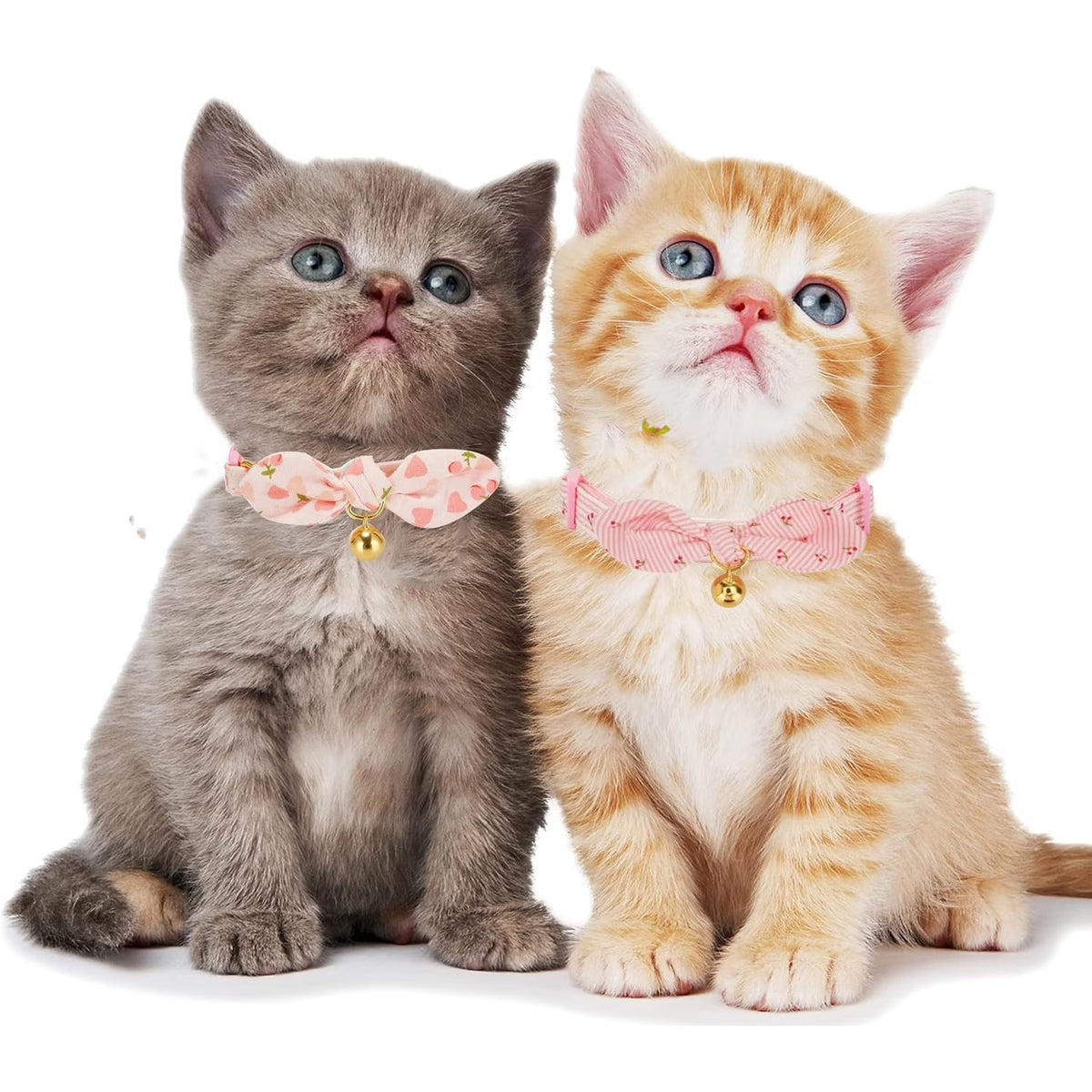4 Pack Cotton Cat Collar, Breakaway Kitten Cat Collar with Bell, Ideal for Girl Cats Boy Cats, Pink