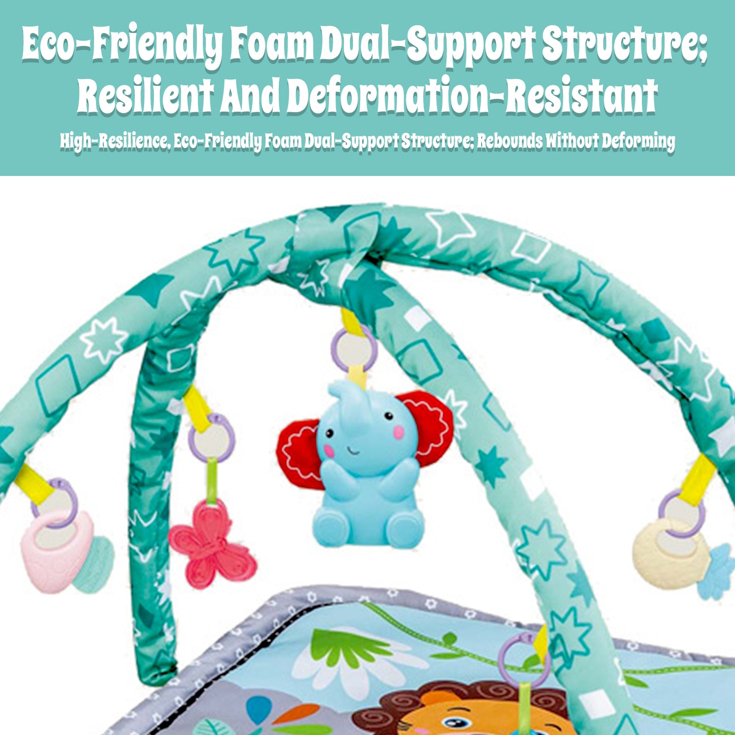 Baby Activity Gym & Tummy Time Mat with Crinkle and Rattles for Newborn Infants Toys 3-6-12 Month, Early Development Baby Toys 0-3-6-9-12 Months, Baby Boys Girls Gifts for 0+ Months