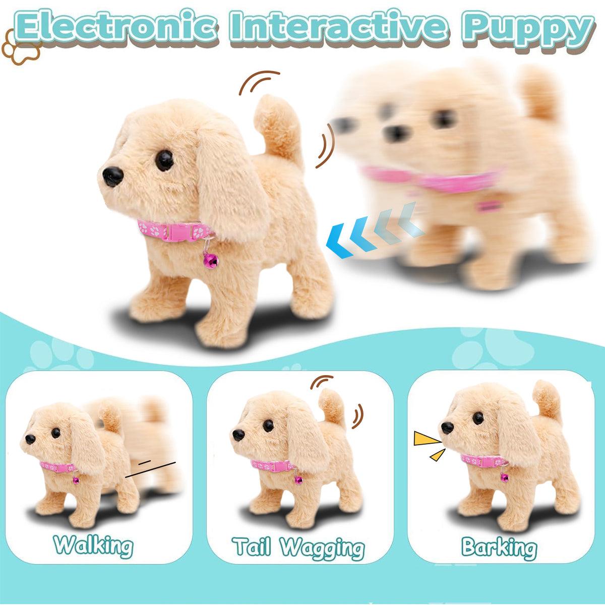 Walking Dog Toddler Toys 1-3 for Boys, Walking Plush Toys for Toddler Girls 1-3, Birthday Gifts Toys for 1 2 3 Year Old Girls