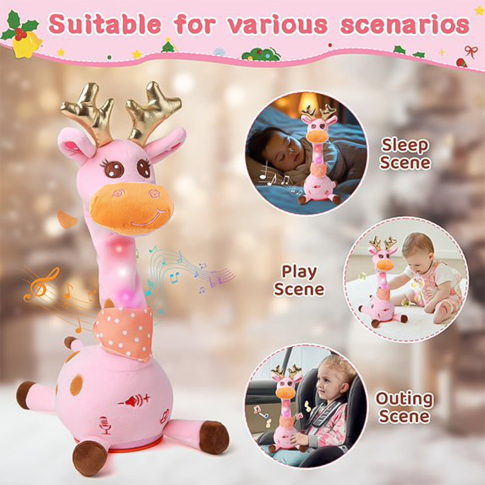 Interactive Light-Up Giraffe Plush Toys for 1 2 3 Year Old Girls, Musical & Dancing Stuffed Animal Toddler Toys 1-3 for Girls, Birthday Gifts Baby Toys for 6-12-24 Months Girls Boys