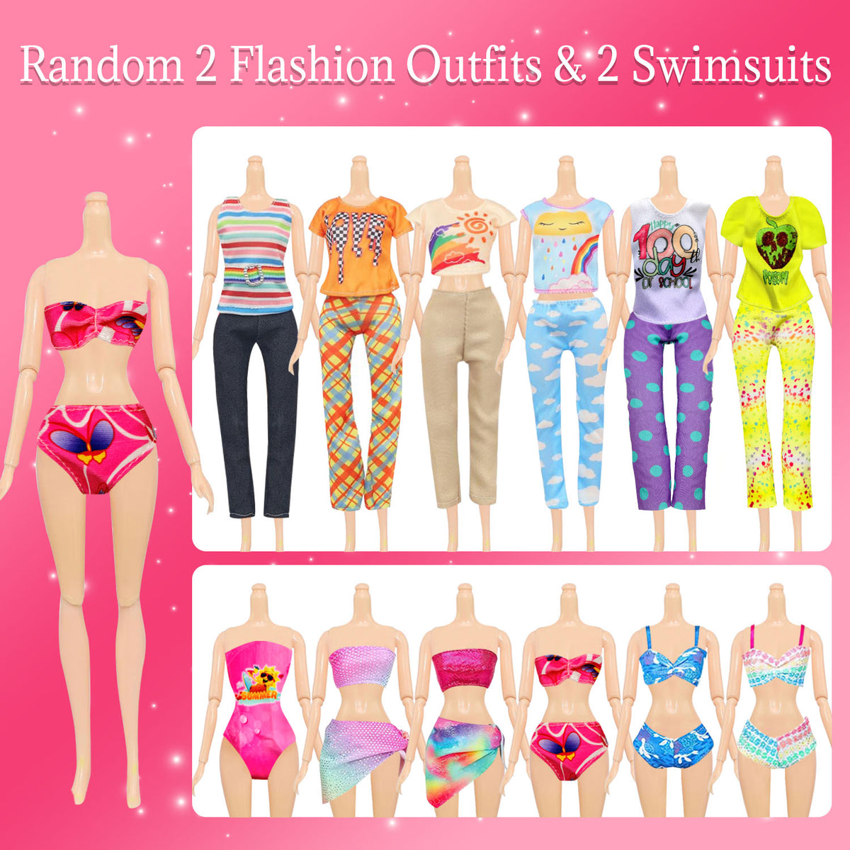 Random 35 Pcs Doll Clothes and Accessories, Include Princess Gowns, Fashion Skirt, Slip Dresses, Tops, Pants, Shoes for 11.5 inch Doll, Doll Accessories Birthday Gifts Toys for 3 4 5 6 7 Years Old