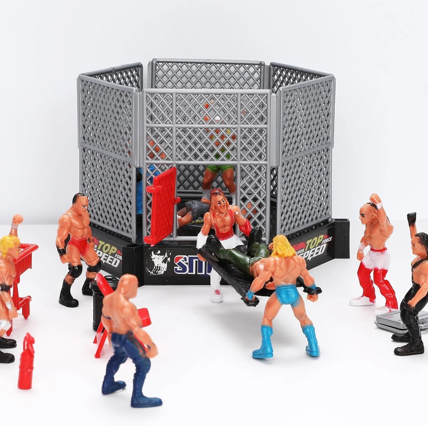34PCS Wrestling Toys for Kids - Action Figures For Boys Age 3-12 - Wrestler Warriors Toys, 12 Wrestling Action Figures, 2 Wrestling Ring, 20 Realistic Accessories for Birthday Gift Cake Toppers