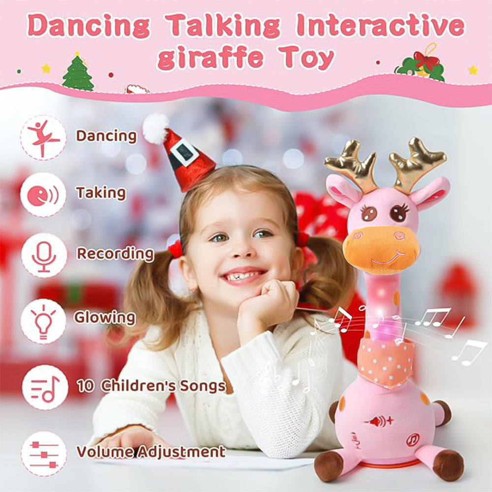 Interactive Light-Up Giraffe Plush Toys for 1 2 3 Year Old Girls, Musical & Dancing Stuffed Animal Toddler Toys 1-3 for Girls, Birthday Gifts Baby Toys for 6-12-24 Months Girls Boys