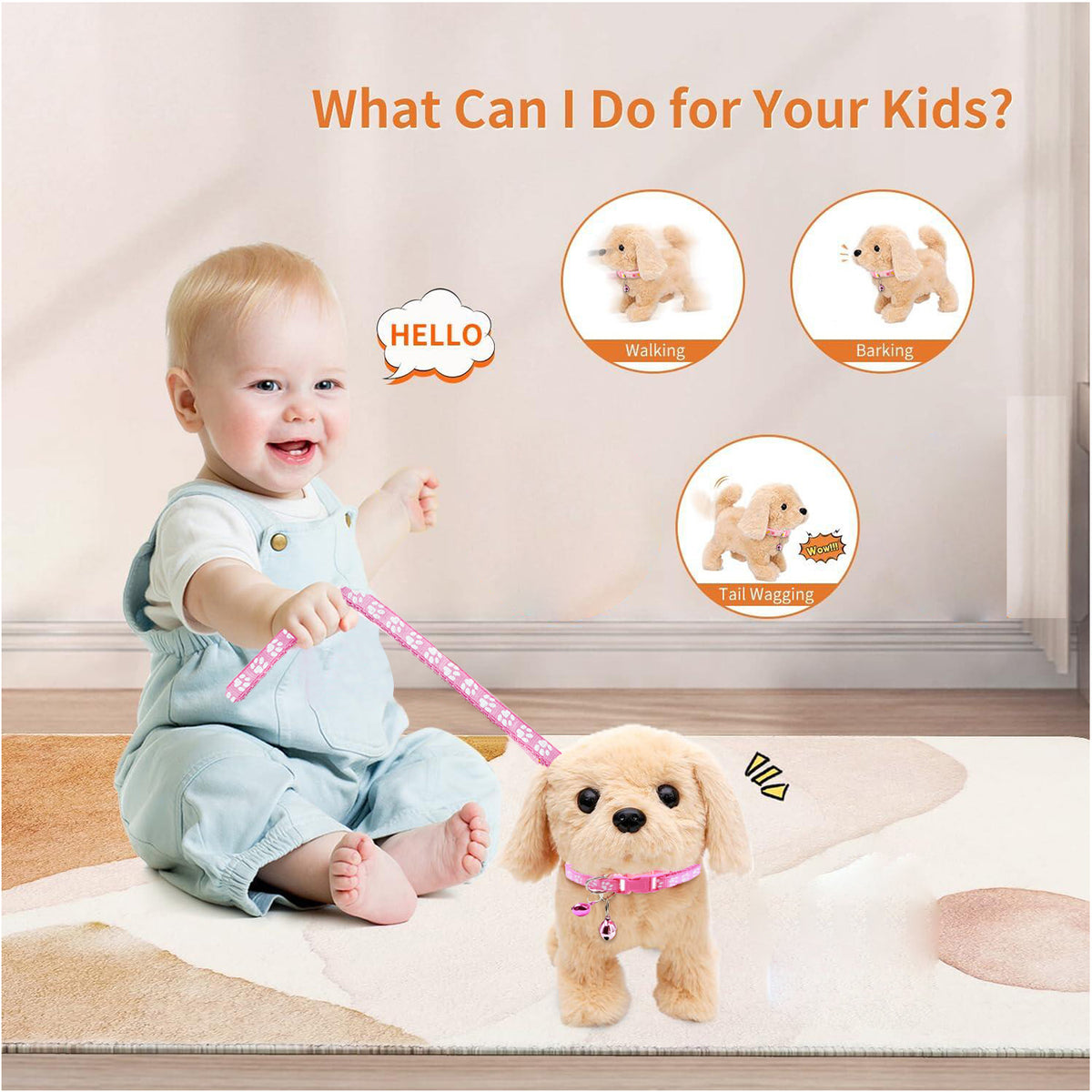 Walking Dog Toddler Toys 1-3 for Boys, Walking Plush Toys for Toddler Girls 1-3, Birthday Gifts Toys for 1 2 3 Year Old Girls
