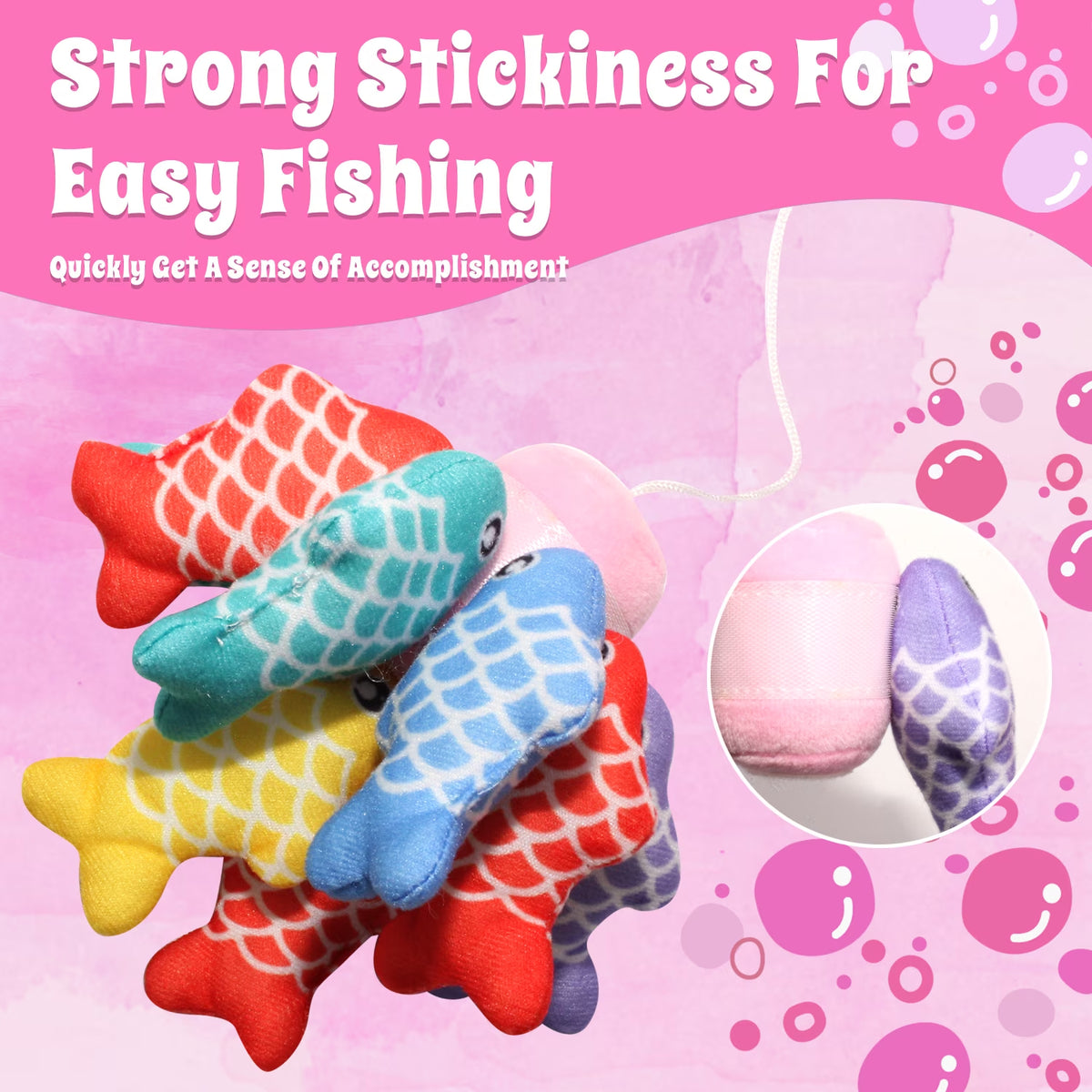 Montessori Learning Toys, Cloth Fishing Game with Stacking Cups, Toddler Toys 1-3 for Girls Boys