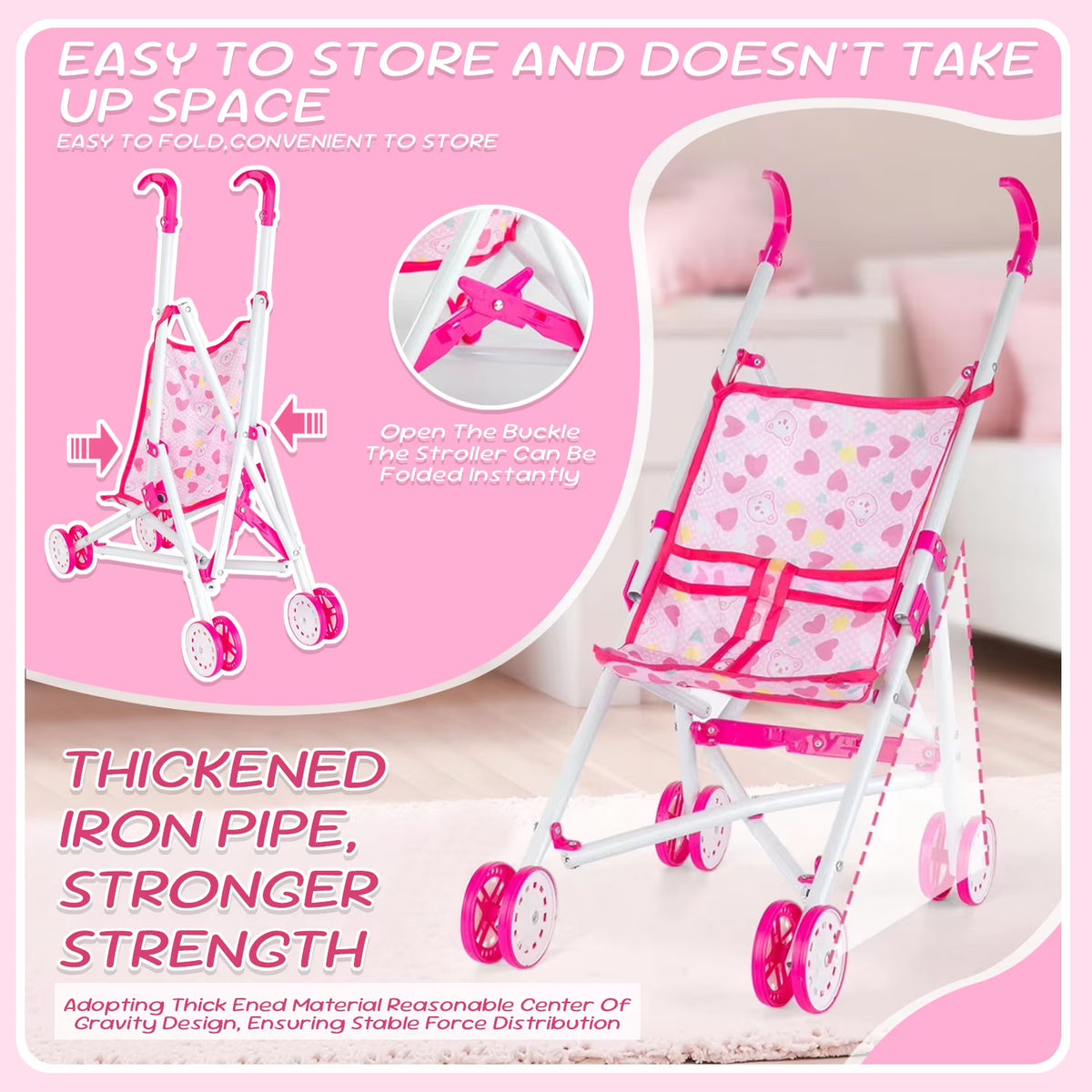 Baby Doll Stroller Toys Set with 14" Baby Doll, 22 Pcs Baby Doll Accessories, Pretend Play Toys for Toddlers Girls 3-6 Years