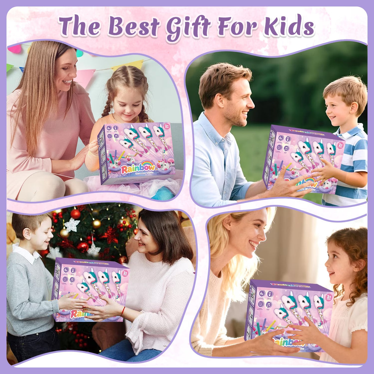 Outdoor Toys for Kids Ages 4-8, 3 in 1 Musical Jump Toys, Toss Ring Game, Rocket Launcher, Outside Toys Yard Sports Games Gifts for 3 4 5 6 7 8 Year Old Girls