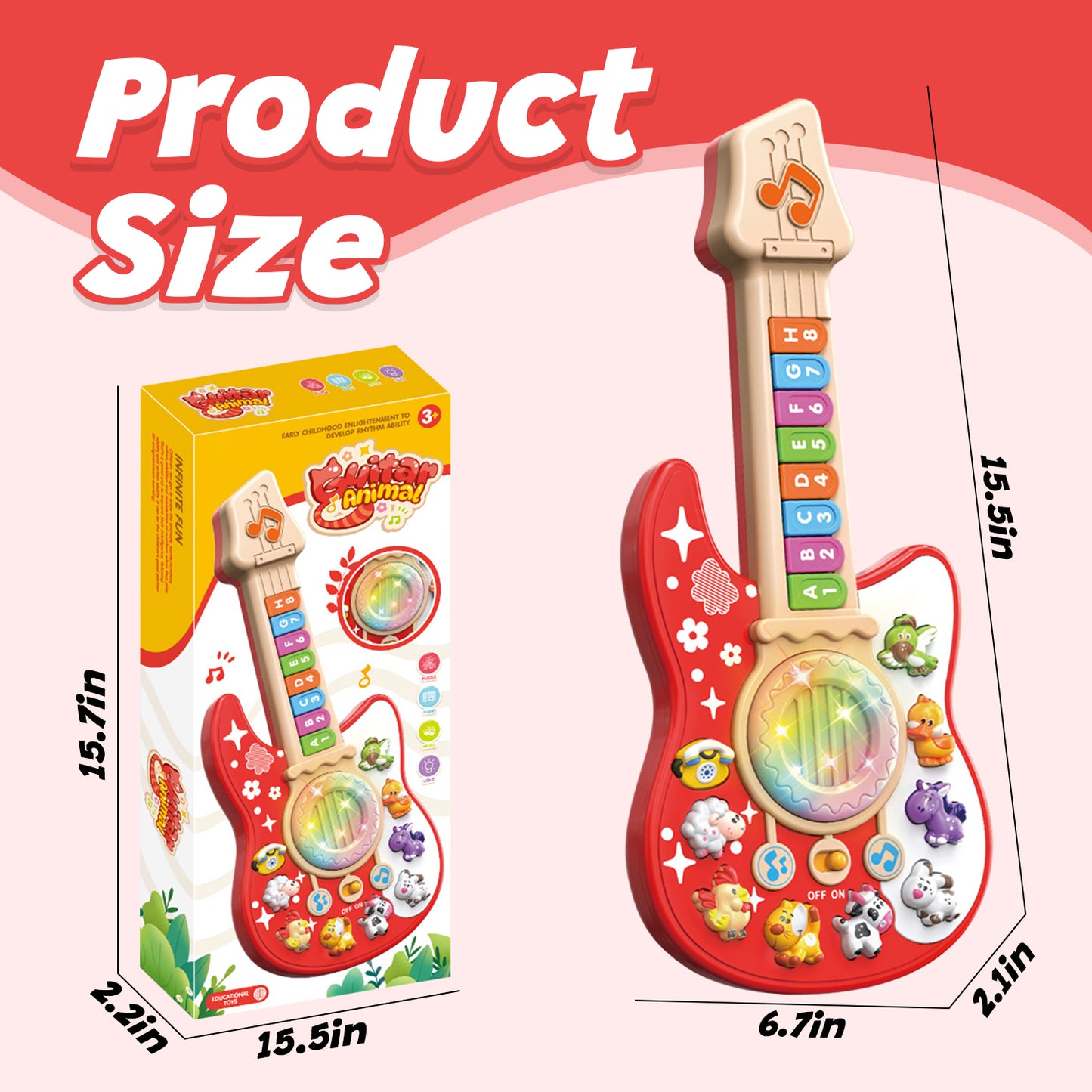 Baby Musical Toys for 12-24 Months, Learning Toys for Toddlers 1 2 3 Year Old Boys Girls, Piano Guitar Toddler Toys 1-3 for Boys, First Birthday Gifts Toys for 1 2 Year Old Girls