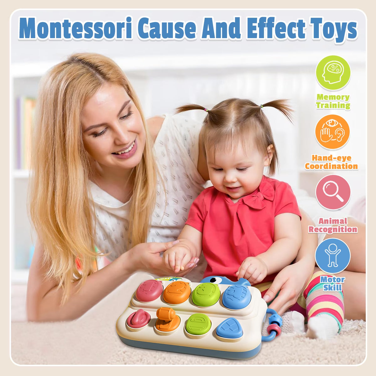 Montessori Learning Toys, Early Developmental Cause and Effect Toys for Ages 18 Months+ Boys Girls