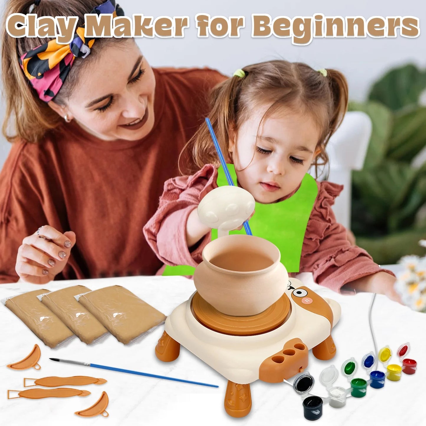 Pottery Wheel for Kids, Air Dry Clay and Kids Paint Craft Kits, Arts and Crafts Gift for Kids Girls Boys Ages 8-12 Year