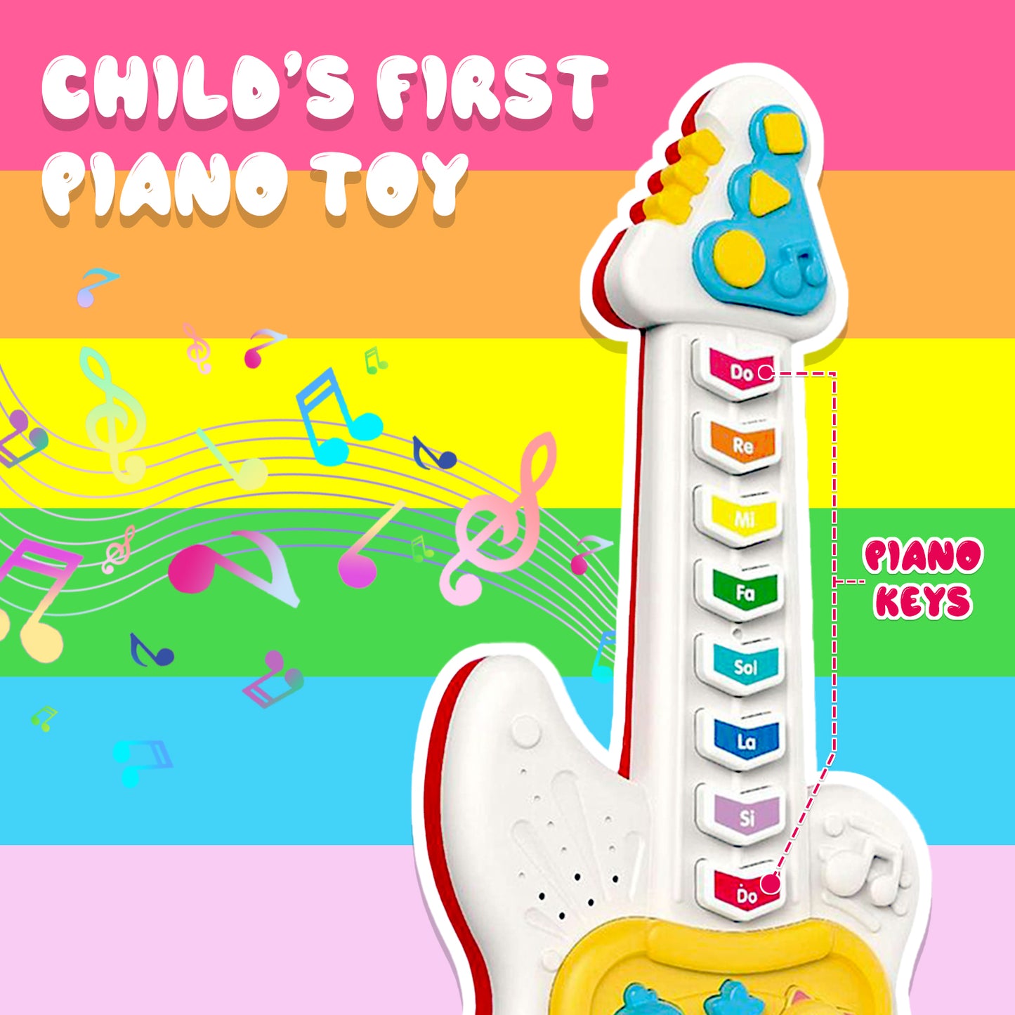 Toys for 1 2 Year Old Boys Girls, Musical Guitar Toys with Animal Sound and Light, Learning Toys for Toddlers 1-3, Birthday Gifts Toys for 1 2 3 Year Old Girls Boys