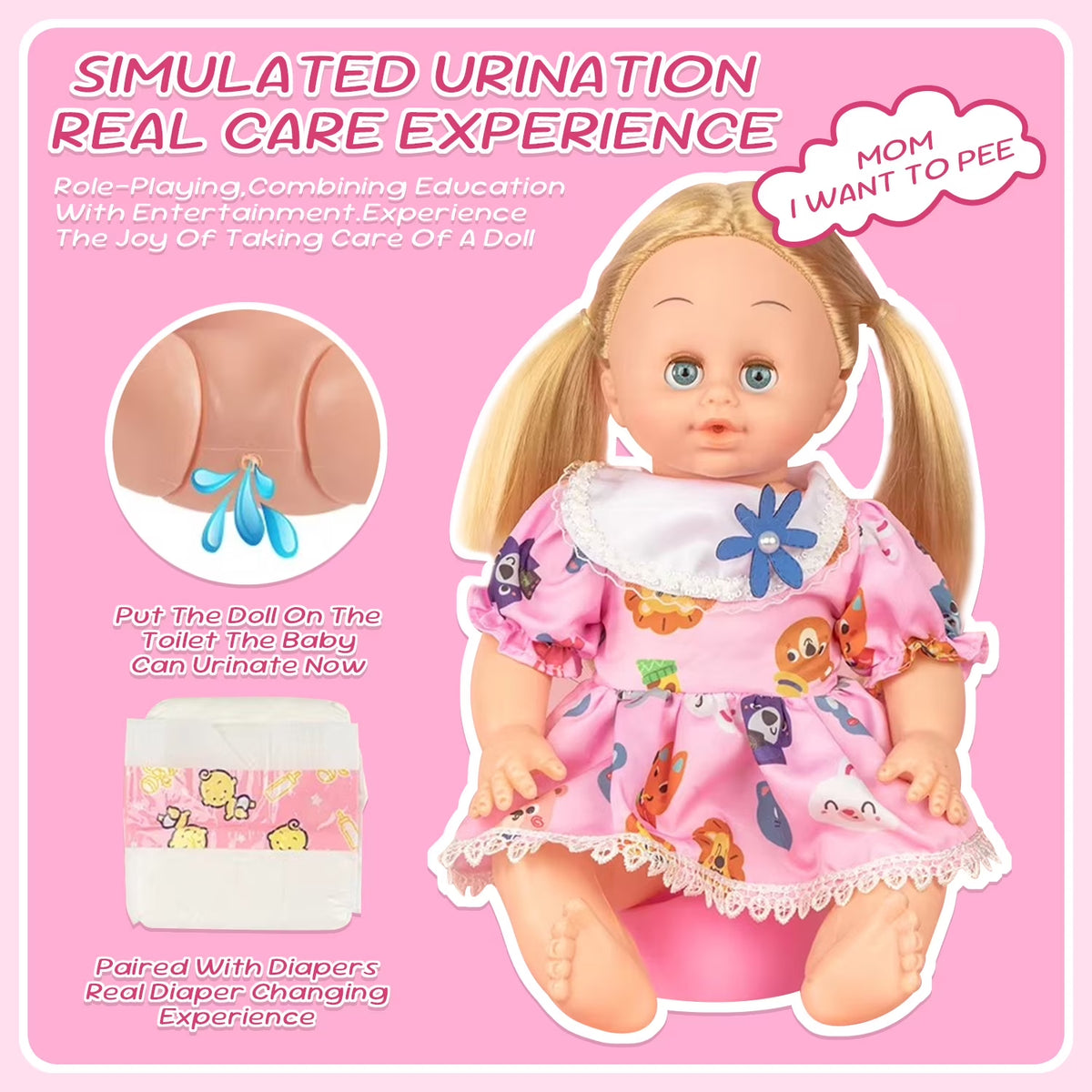 Baby Doll Stroller Toys Set with 14" Baby Doll, 22 Pcs Baby Doll Accessories, Pretend Play Toys for Toddlers Girls 3-6 Years