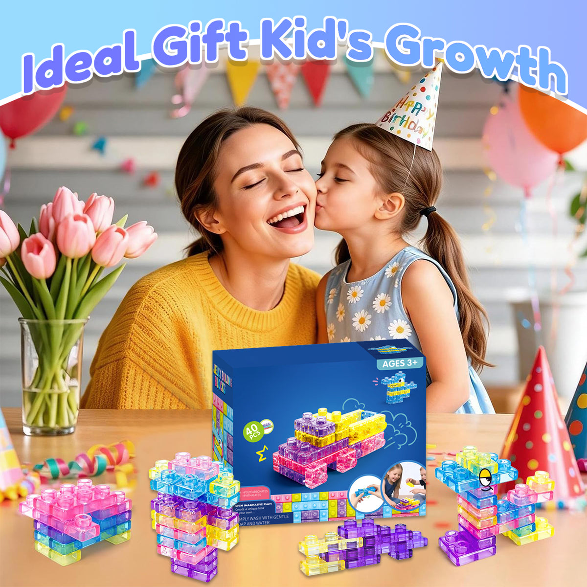 40 PCS Building Blocks for Toddlers, Kids Montessori Stacking Toy SetLearning Toys for 2 3 Year Old Boys Girls, Toddler Toys 1-3 for Boy, Birthday Gifts Toys for Toddler 2 3 4 Year Old