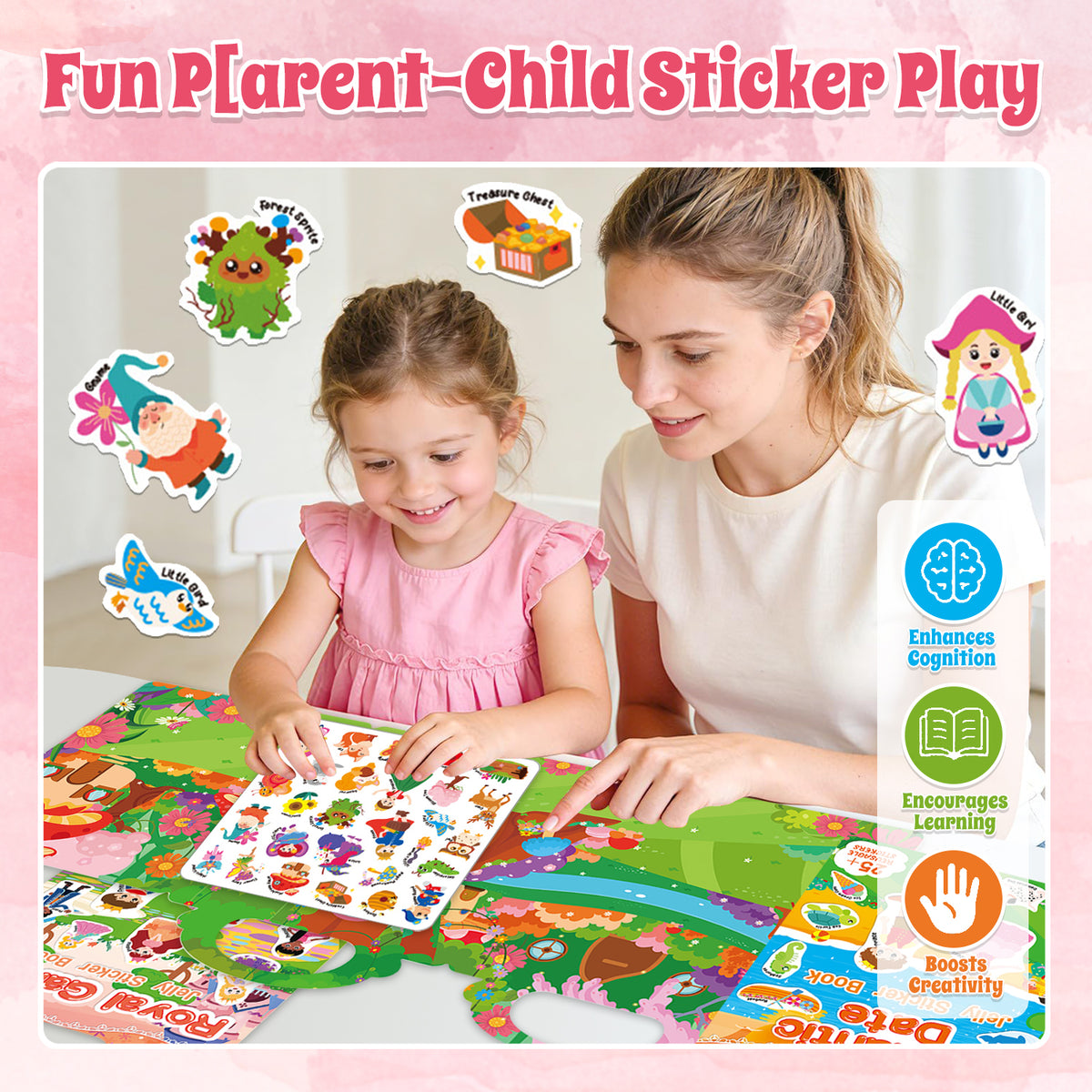 Reusable Sticker Books, Toys for 3 4 5 6 Years Old Girls, Kids Jelly Sticker Activity Toys for Girls 3-6 Years, Birthday Gift Toddlers Toys for 2 3 4 5 Years Old Girls