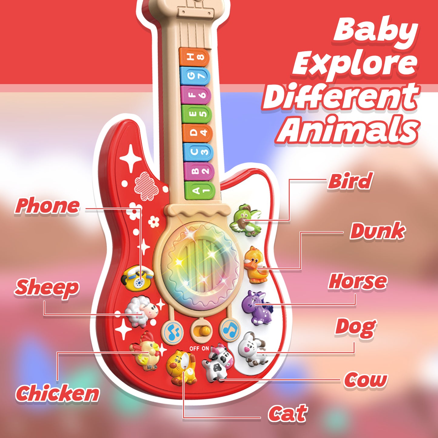 Baby Musical Toys for 12-24 Months, Learning Toys for Toddlers 1 2 3 Year Old Boys Girls, Piano Guitar Toddler Toys 1-3 for Boys, First Birthday Gifts Toys for 1 2 Year Old Girls