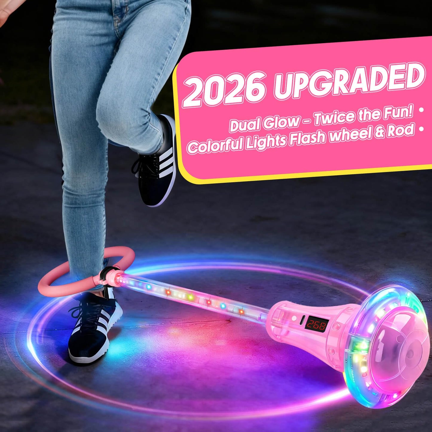 LED Skip Ball for Kids Ages 5-7, 8-11, Light-Up Ankle Skip Toy with Counter, Indoor Outdoor Sports Games Toys for Boys Girls 5 6 7 8 9 10 11 12+, Birthday Gifts Toys for 3 4 5 6 Years Old Boys