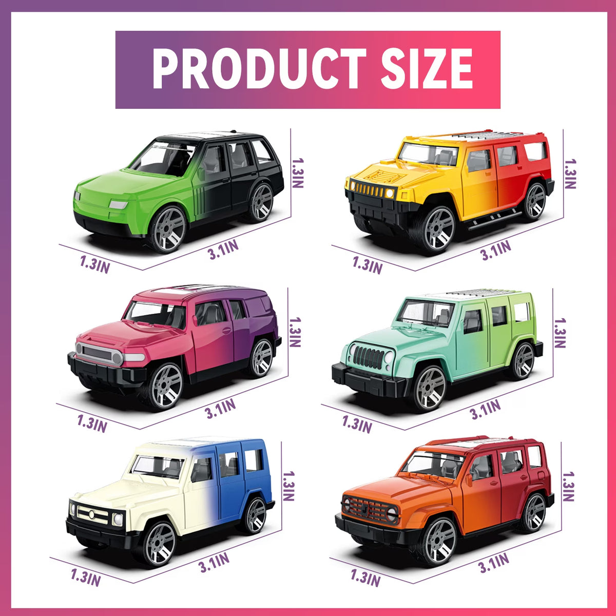 6 Pcs Color Changing Cars, Die-Cast Vehicles Color Change Bath Toys in Water, Toy Cars for Toddlers Boys 3-6 Years, Party Favors Goodie Bag Stuffers