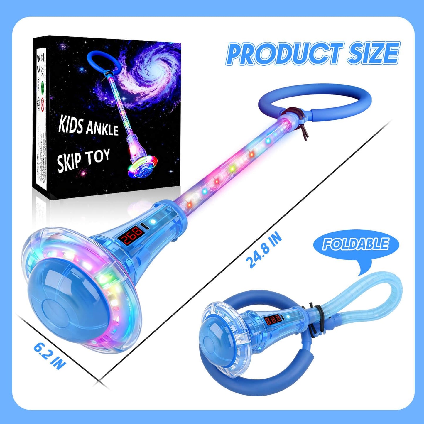 LED Skip Ball for Kids Ages 5-7, 8-11, Light-Up Ankle Skip Toy with Counter, Indoor Outdoor Sports Games Toys for Boys Girls 5 6 7 8 9 10 11 12+, Birthday Gifts Toys for 3 4 5 6 Years Old Boys