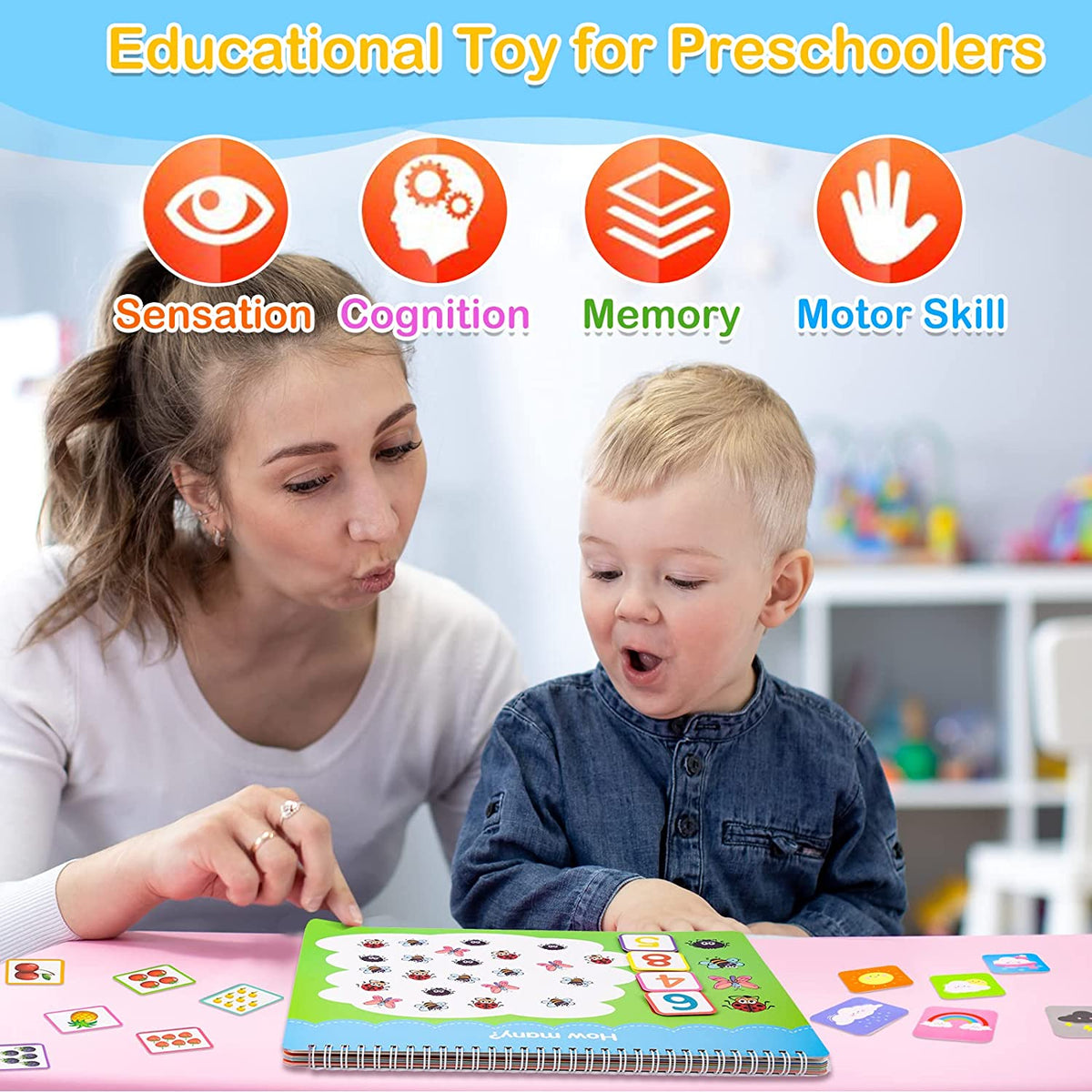 Montessori Learning Toys for Toddler, Educational Busy Book, Preschool Learning Toys Activity Book, Toys for 1 2 3 4 Years Old Boys And Girls
