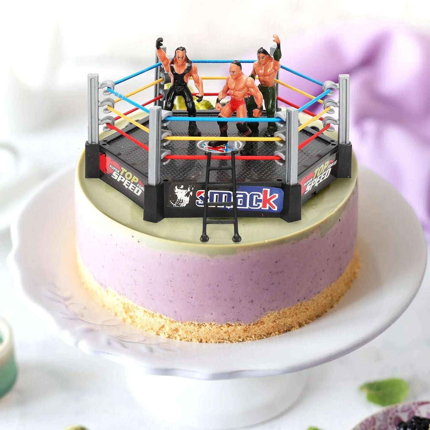 34PCS Wrestling Toys for Kids - Action Figures For Boys Age 3-12 - Wrestler Warriors Toys, 12 Wrestling Action Figures, 2 Wrestling Ring, 20 Realistic Accessories for Birthday Gift Cake Toppers