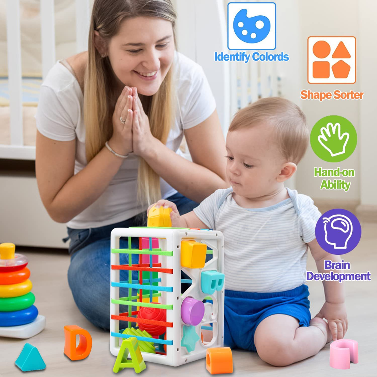 Shape Sorter Learning Toys for Baby 6-12 Months, Educational Toys for 1,2 Years Old Boys Girls Birthday Christmas Gifts