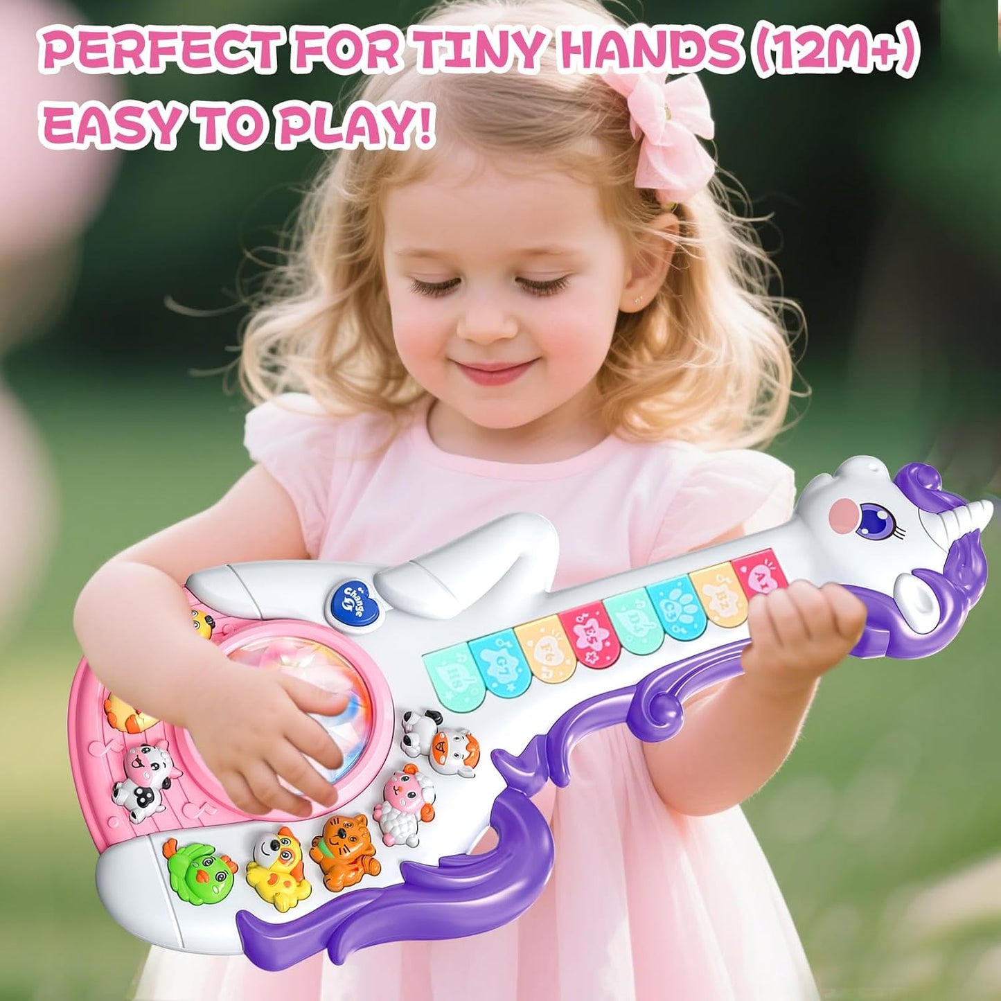 Baby Musical Sensory Toys for Toddlers 1-3 Years, Educational Learning Toys,Toddler Guitar Toys for Girls Aged 1 2 3 Years Old Christmas Gifts
