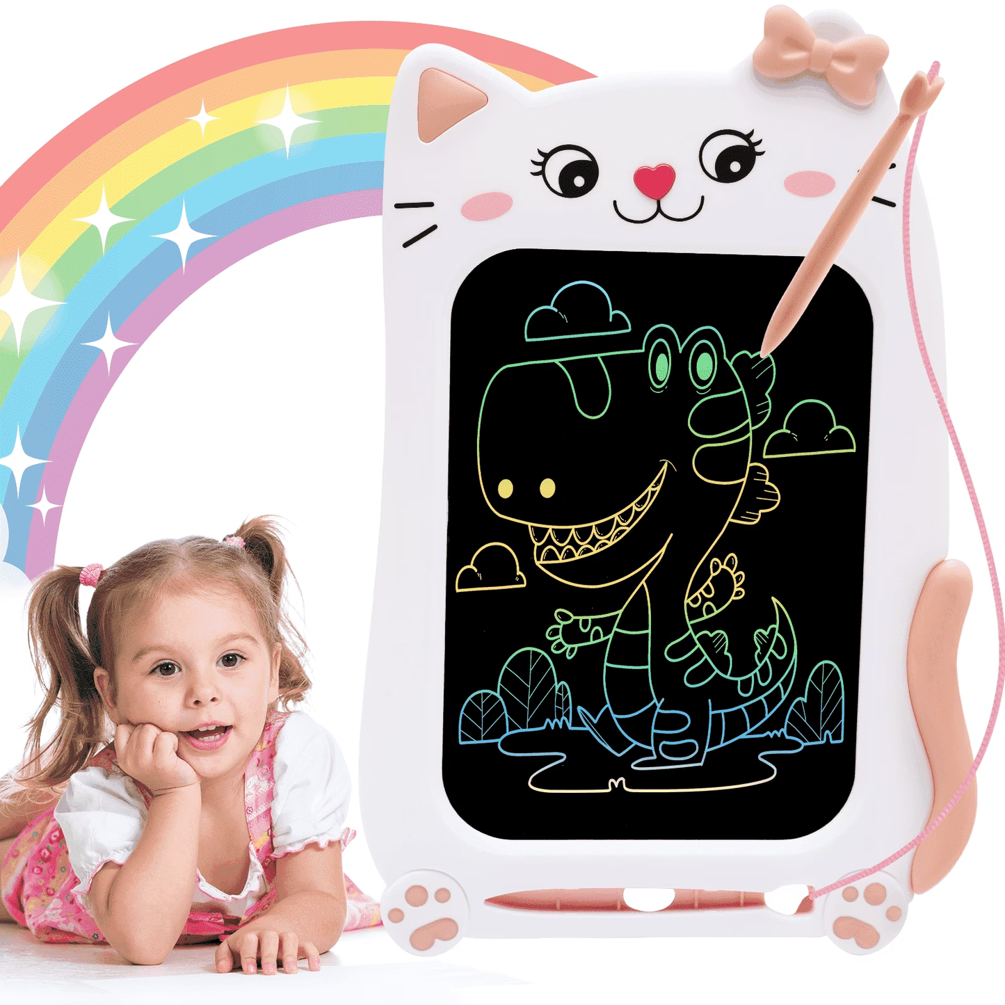 Drawing Board Toys for Girls 3-5, Writing Table Educational Toys for Girls Ages 2 3 4 5 6 Years Old Gifts（8.5in）
