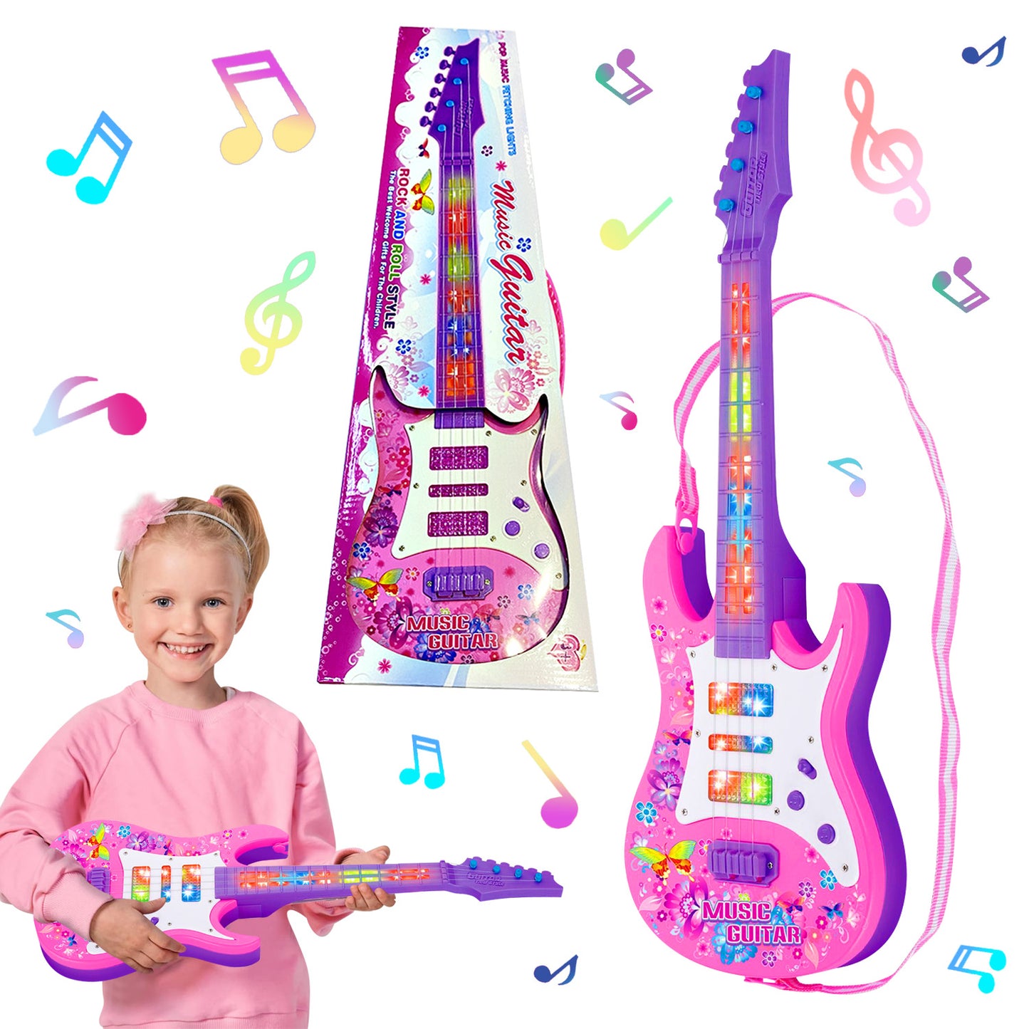 Guitar Toys for Girls 3-6 Years, Musical Instruments for Kids Ages 3+ Years, Toddler Girls Toys 3 4 5 6 Year Old