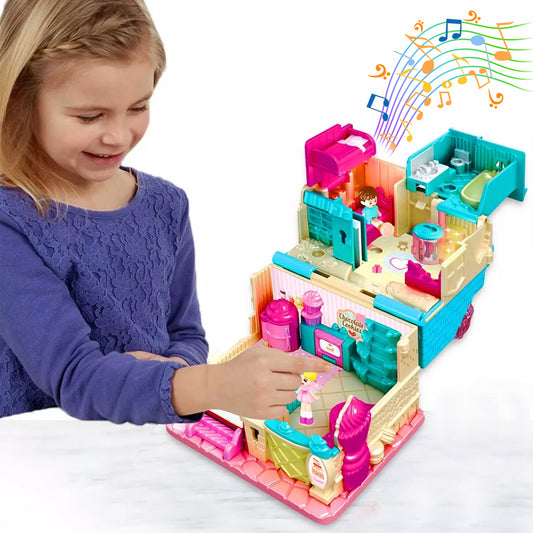 Toys for Girls Ages 3-8, Mini Doll House Pretend Play Toy with Light and Music Toys for Girls 3-8 Years Old Birthday Christmas Gifts