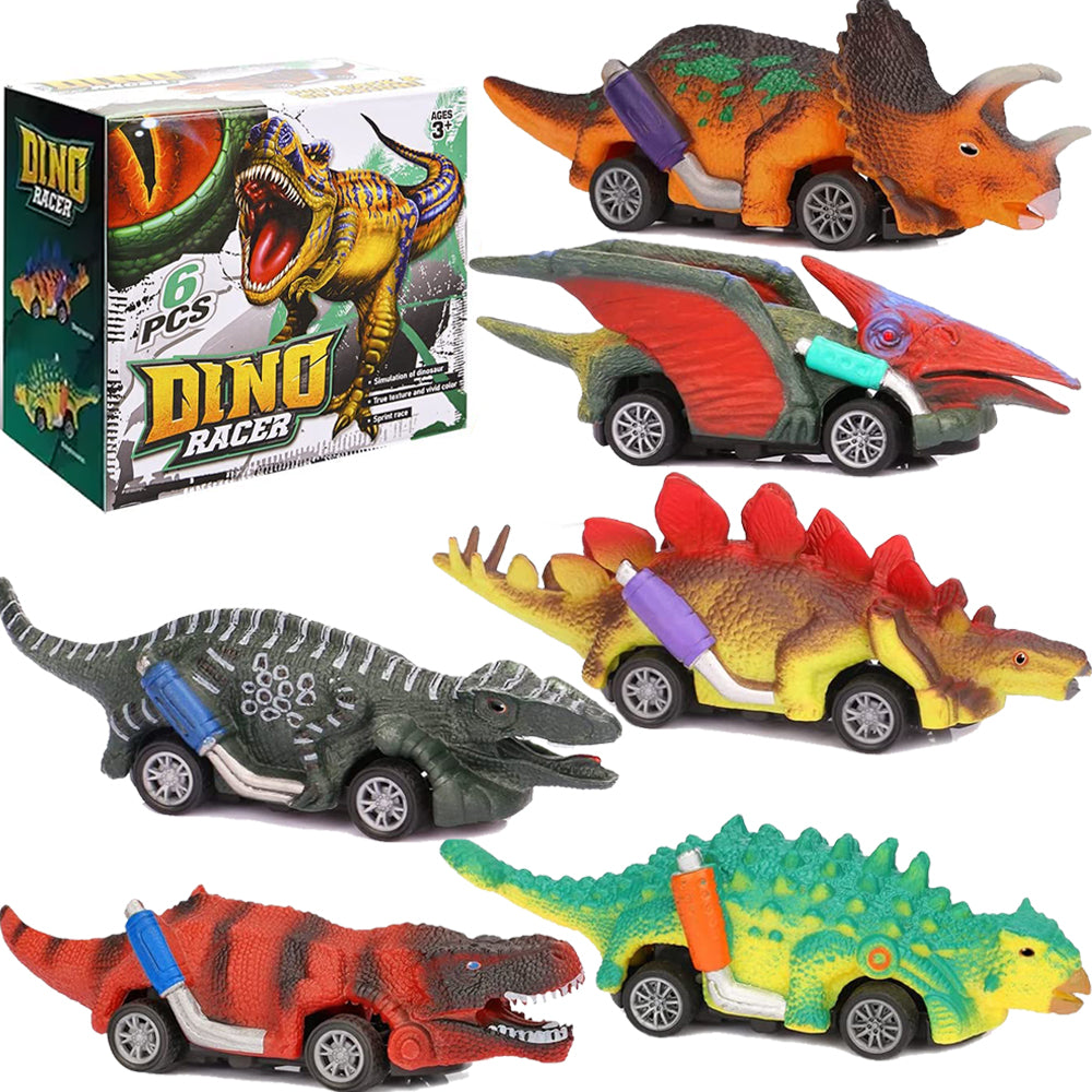 6 Pack Dinosaur Pull Back Car Toys for Boys 3-5, Boys and Toddlers Gifts, Dinosaur Toys for Boys 2 3 4 5 Year Old