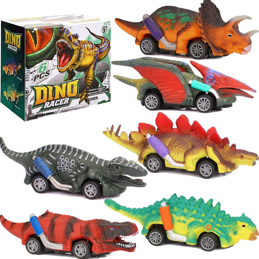 6 Pack Dinosaur Pull Back Car Toys for Boys 3-5, Boys and Toddlers Gifts, Dinosaur Toys for Boys 2 3 4 5 Year Old