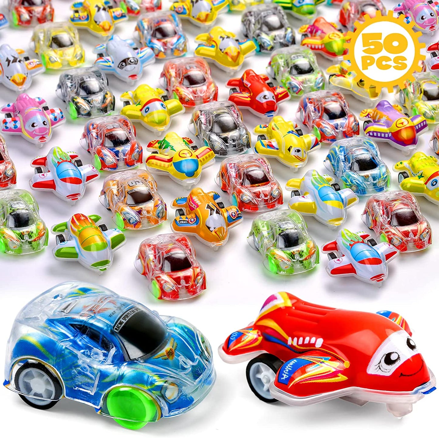 Style-Carry 50 Pcs Toy Cars Mini Pull Back Cars, Party Favors for Kids, Small Racing Car Carnival Prizes Classroom Rewards, Goodie Bag Stuffers Birthday Toys for Kids Girls Boys