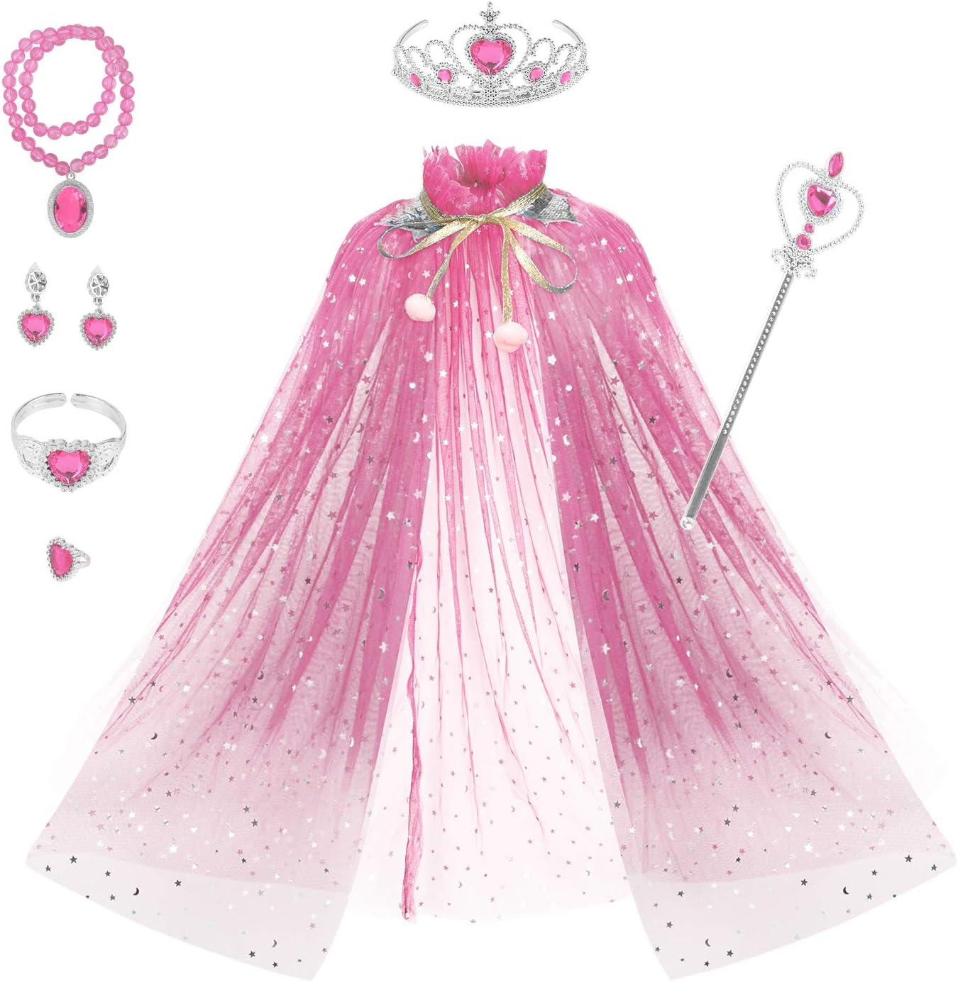 SUORFOXS Princess Dress up Jewelry Toys, Princess Costume Dress Pretend Play Set for Girls, Gifts for Age 3, 4, 5, 6, 7+ Years Old Kids