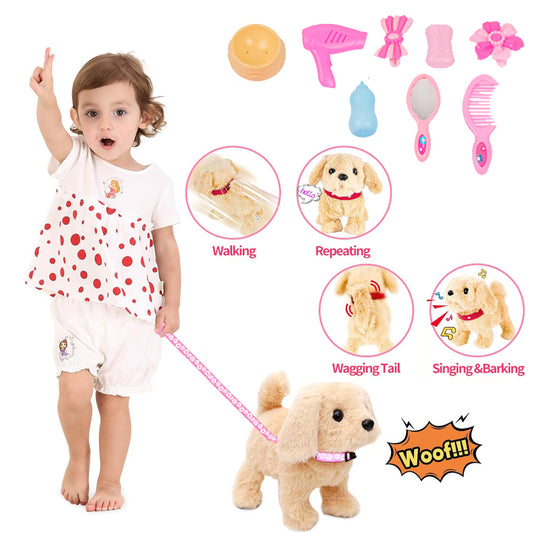 Walking Dog Toy, Walking Plush Toys for Toddler Girls, Birthday Gifts for 1 2 3 Year Old Girls