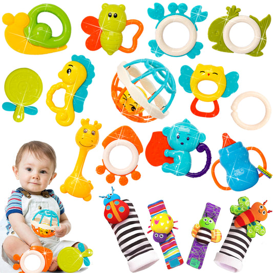 Baby Rattles Toys for 6-12 Months, Baby Toys for 0-6 Months, Infant Newborn Baby Toys for 6-12 Months, Baby Teethers and Wrist Socks Rattle Toys 6 to 12 Months