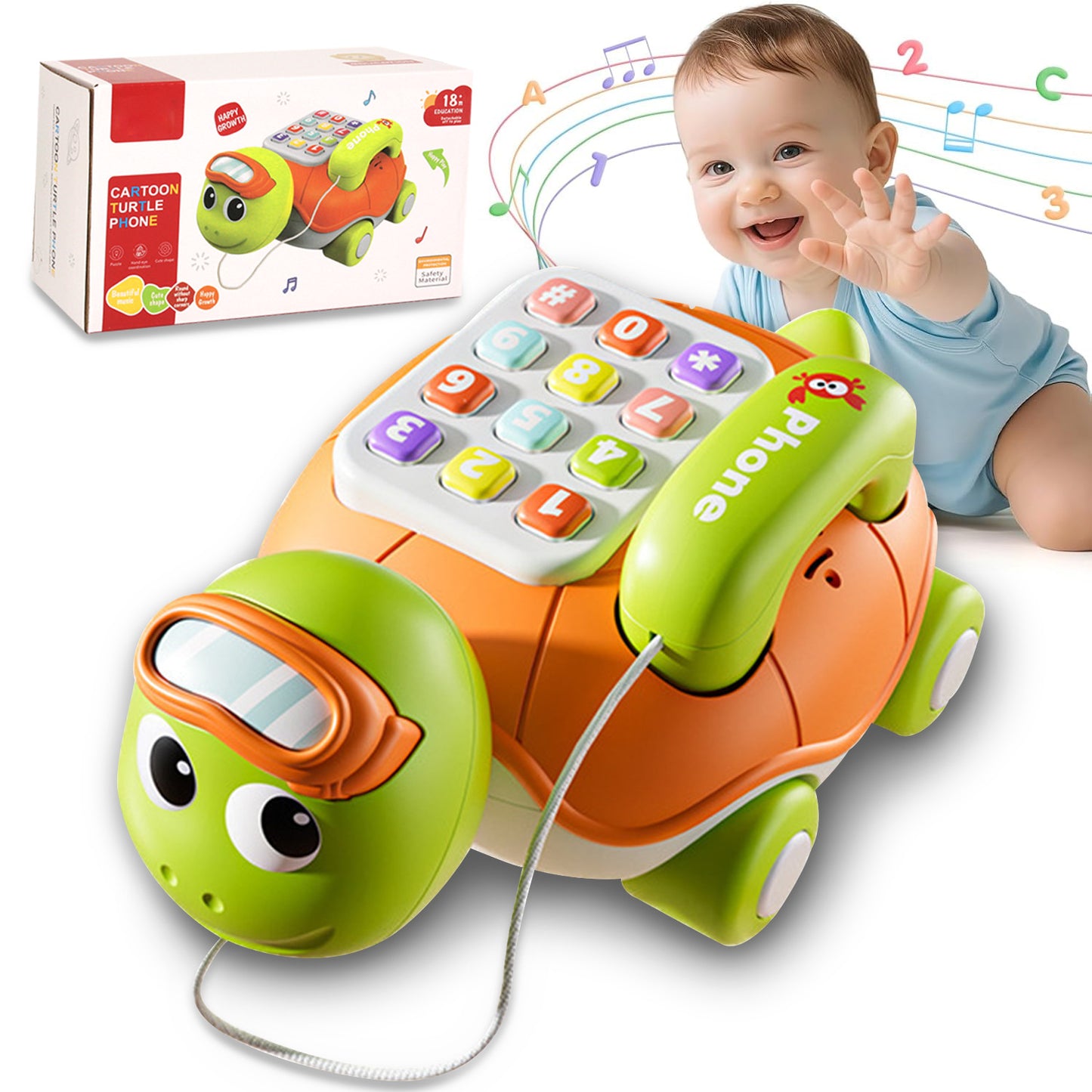 Style-Carry Baby Toys 6 to 12 Months, Musical Turtle Crawling Toys, Early Learning Toy with Light & Sound, Gifts for Boy Girl 1 Year Old