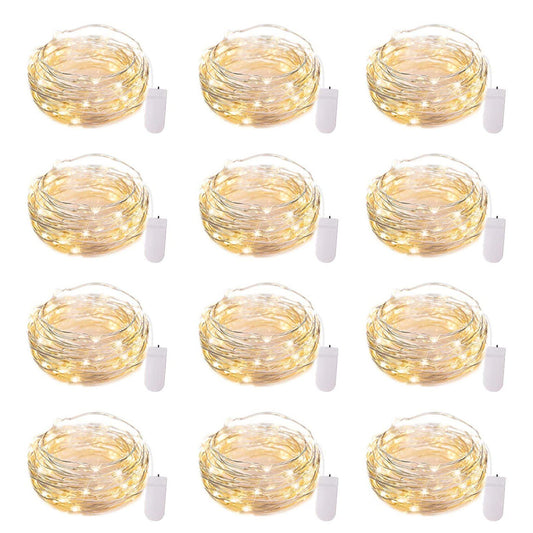 12 Pack Led Fairy Lights Battery Operated String Lights, 7 feet 20 Led Firefly Starry Moon Lights for DIY Wedding Party Bedroom Patio Christmas