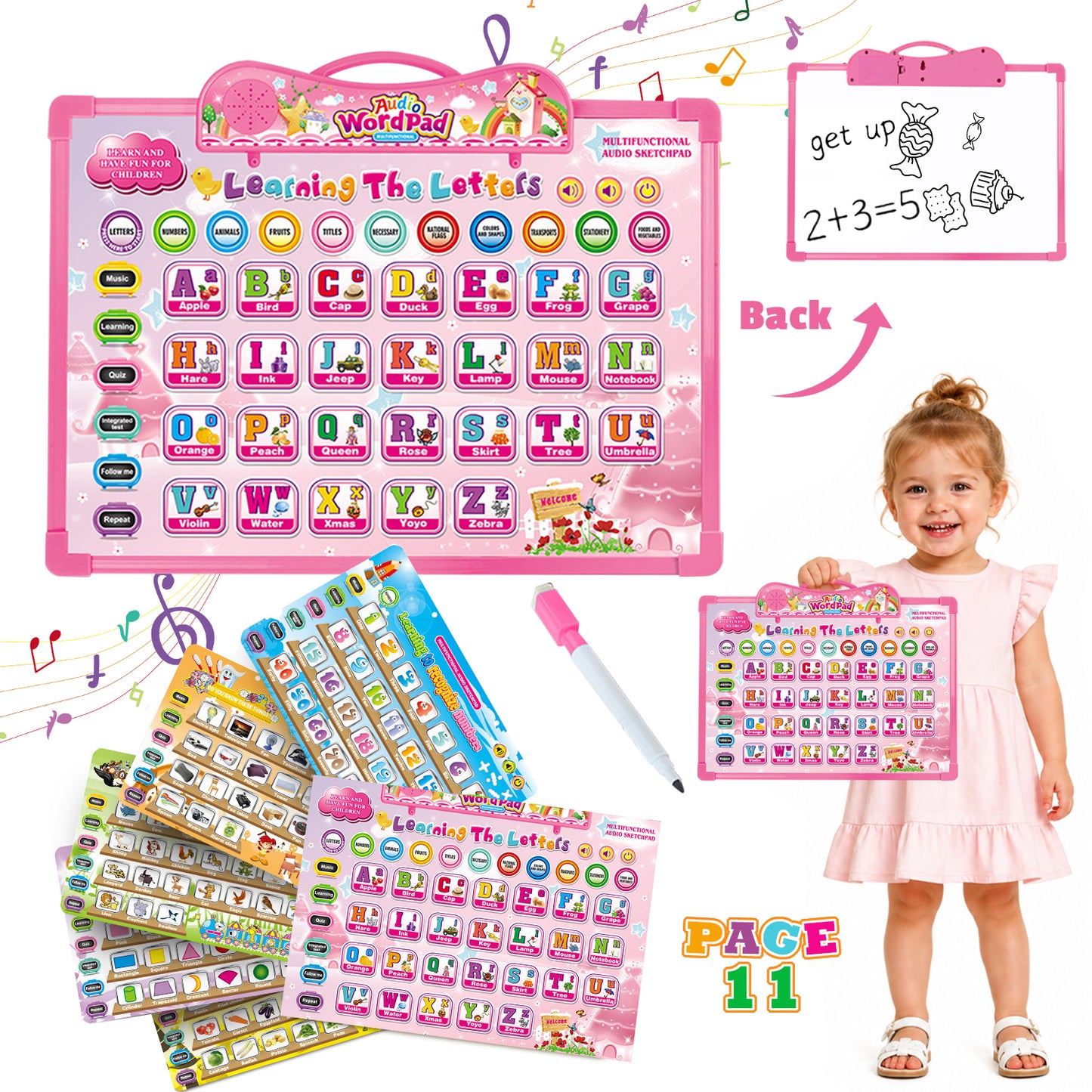 Kids Tablet Toy for 1 2 3 Years Old Boys Girls, Educational Learning Toys for Toddlers 1-3 Girls, Interactive Toy Tablet with Music & Sound, Birthday Gifts Toddler Toys for 2 3 4 5+ Years Old Boy Girl