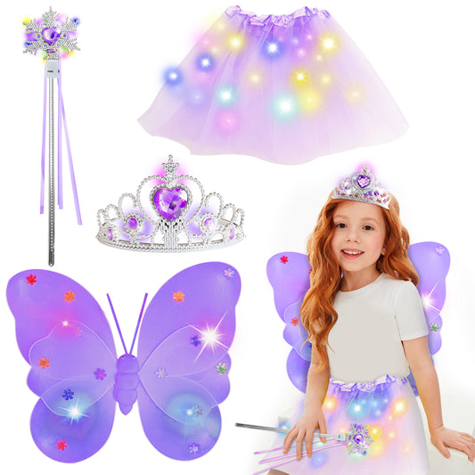 Princess Dress Up for Toddlers 3 4 5 6 Year Old, Princess Toys for Girls 3-6, Light Up Butterfly Wings Toddler Toys Age 3 4 5 6