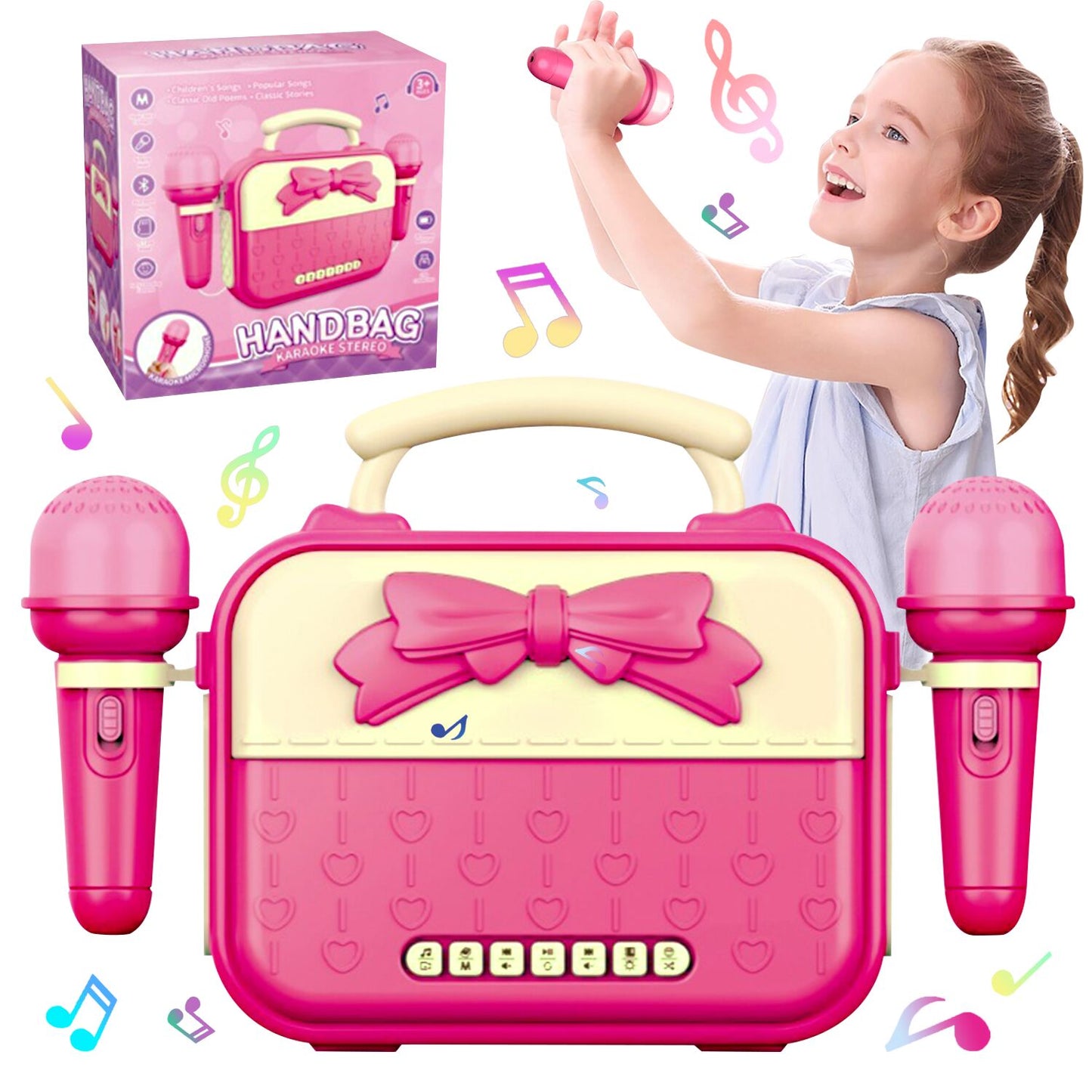 Kids Microphone Toys for Girls 3-6 Years, Karaoke Machine for Kids Girls Toys Ages 4-6, Musical Toys for Girls 3 4 5 6 Year Old, (Pink)