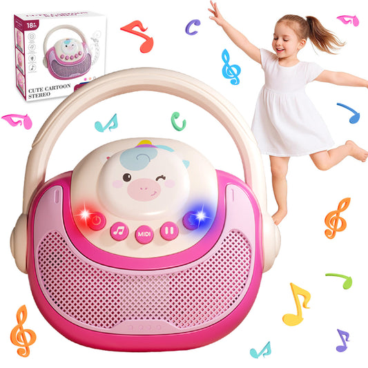 Kids Music Player with LED Lights & Recording, Singing, Stories- Musical Toys for Toddlers 1-3-5, Baby Learning Toys for 1 Year Old Birthday Gifts for 1 2 3 Year Old Girls Boys