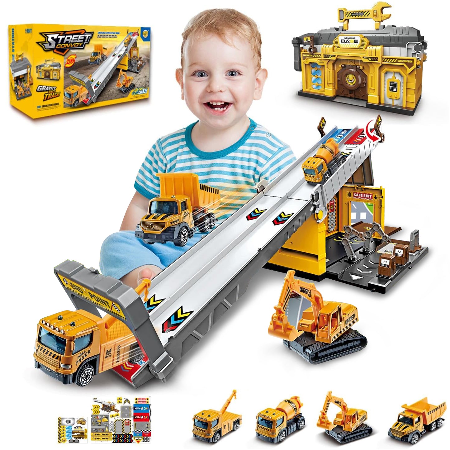 Race Tracks Toys for Boys 2 3 4 5 6 Years Old, Kids Toddler Boy Toys 3-5, Carrier Truck Vehicle Car Toys for Boys 3-6 Years
