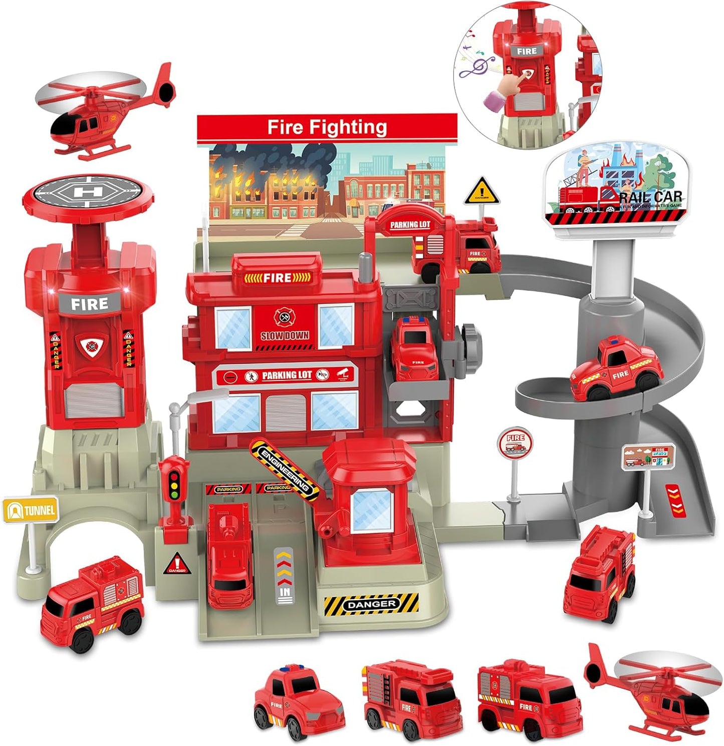 Fire Station with Fire Truck Set, Toys for 3 4 5 6 Year Old Boys, Cars Toy Set for Toddler Ages 3-6