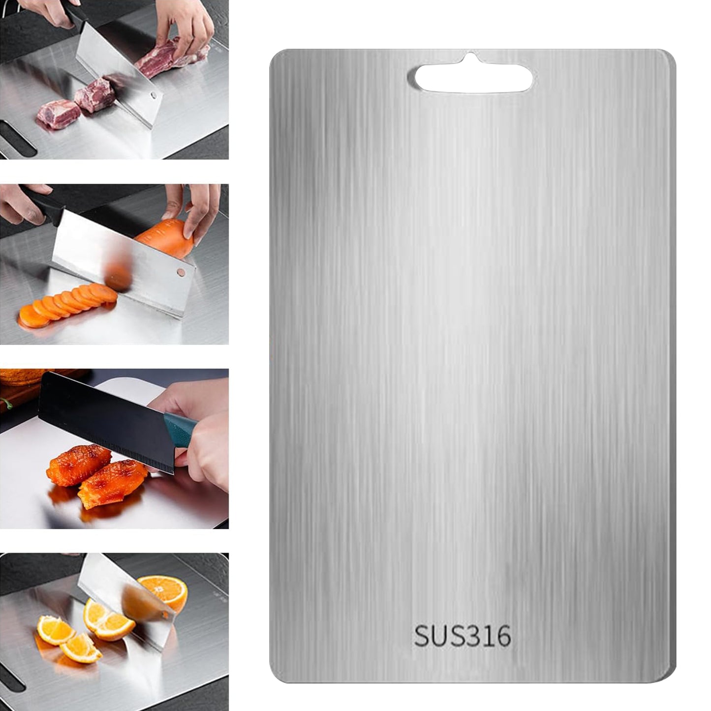 Titanium Cutting Board, Steel Cutting Boards For Kitchen, Double-Sided Stainless Steel Cutting Board 316 for Cutting Vegetables Meat (15.4 * 11 in)