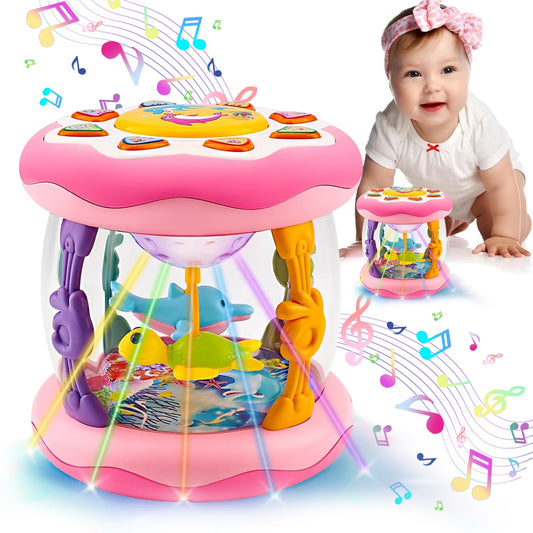 Toys for 1 Year Old Girls - Ocean Rotating Light Up Toy - Crawling Learning Toy for 2 Year Old Toddlers - 6 to 12 Months Baby Birthday Christmas Gifts