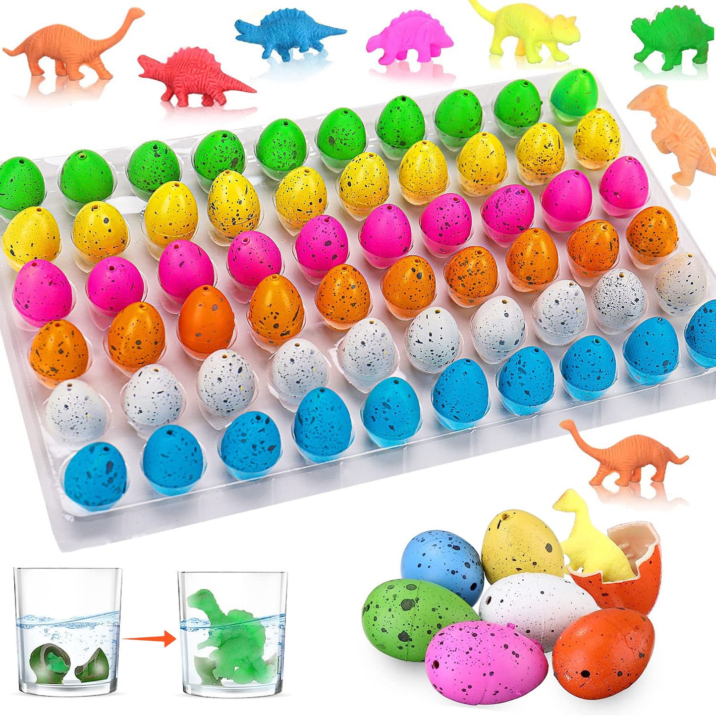 60 Pcs Hatching Dinosaur Eggs - Birthday Party Supplies - Dinosaur Party Supplies for Kids 3-12 - Party Favors Goodie Bags